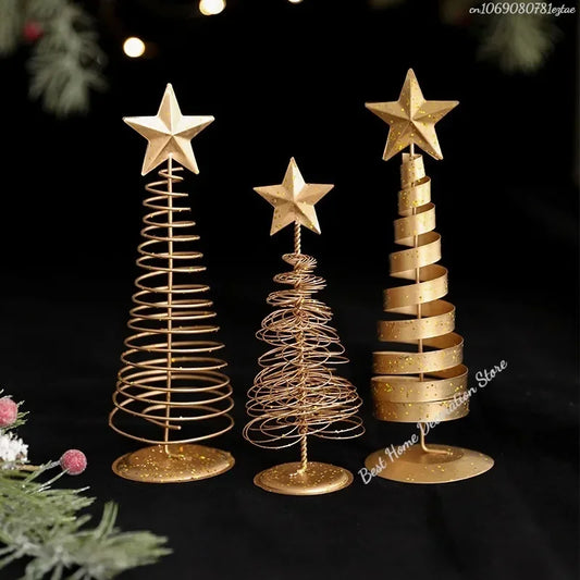 Christmas Tree Ornament Iron Pentagram Ornaments Mini Christmas Tree Decorations DIY Desktop decoration props